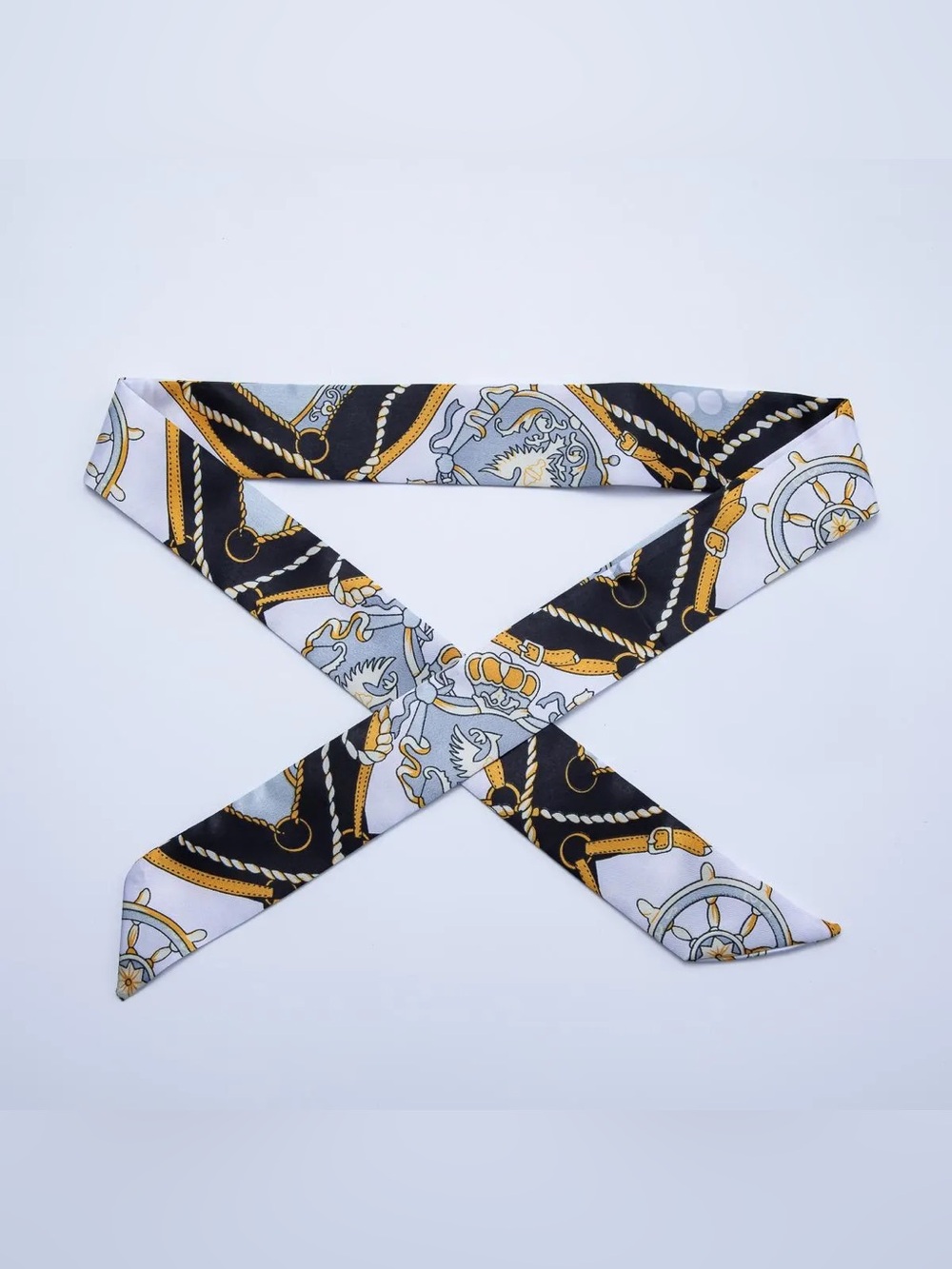 Bag Scarf- Nautical Print - Black, Gold, White